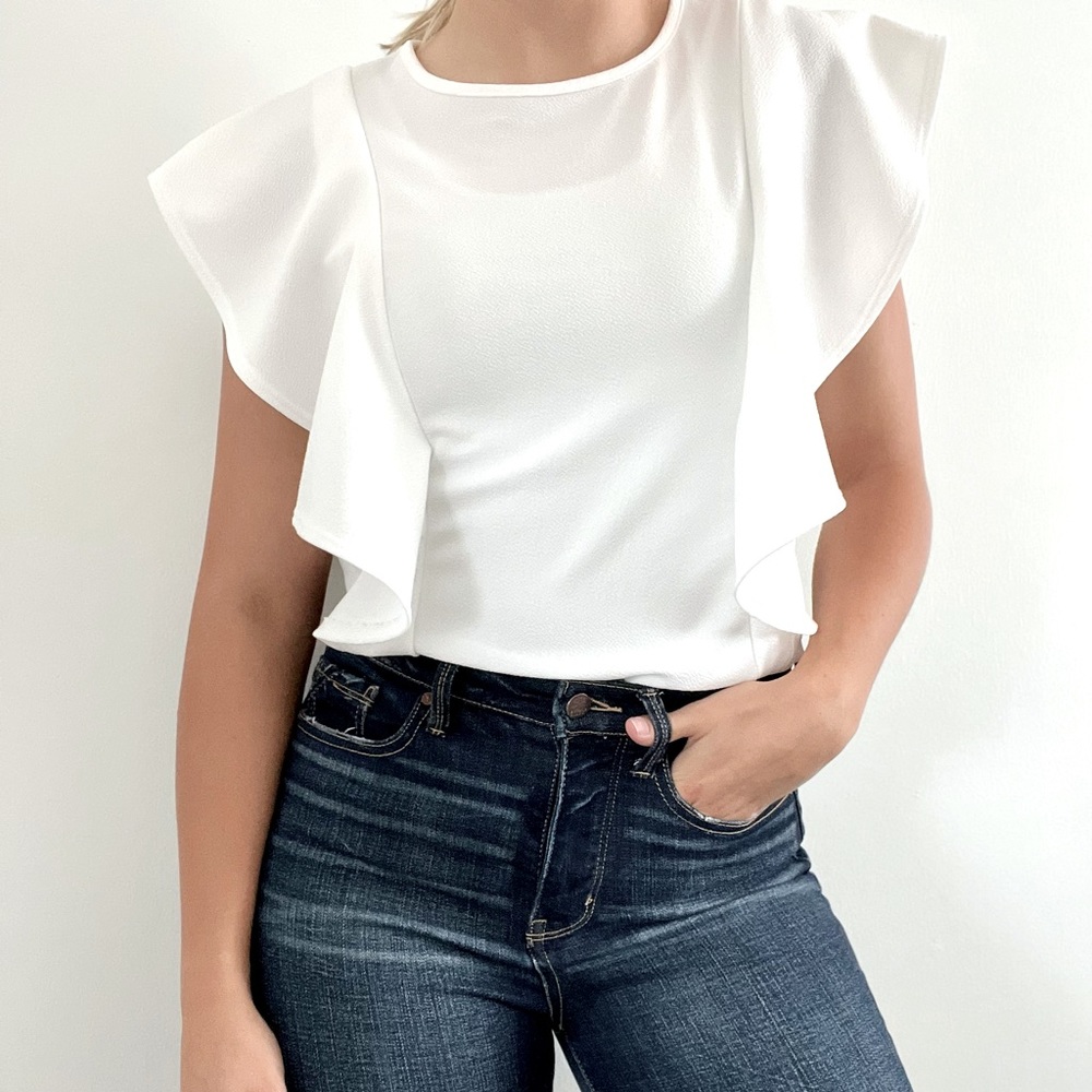 White Medium Lexington Avenue Butterfly Short Sleeve Blouse